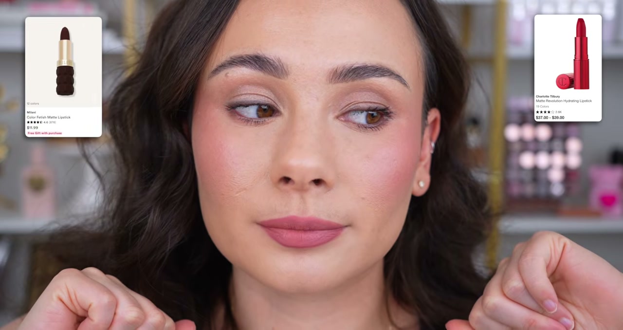 @morganturnermakeup reviewing Milani Color Fetish Matte Lipstick at 23:36 in a YouTube Shorts video