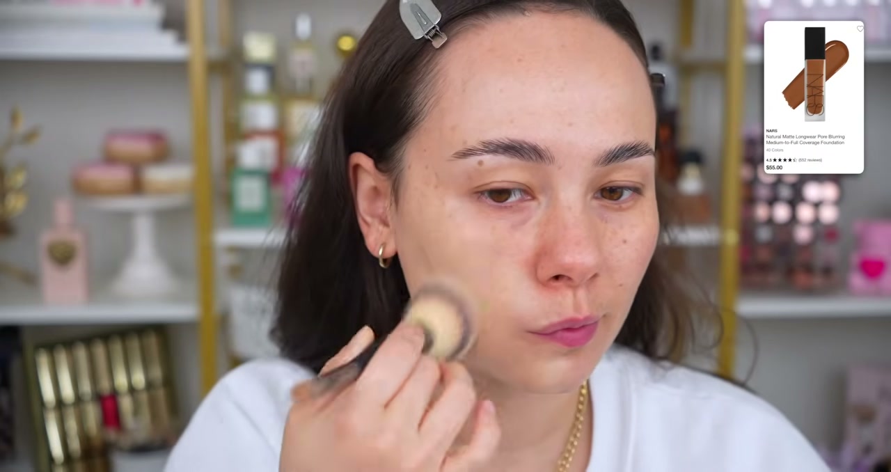 @morganturnermakeup reviewing NARS Natural Matte Longwear Foundation at 01:32 in a YouTube Shorts video