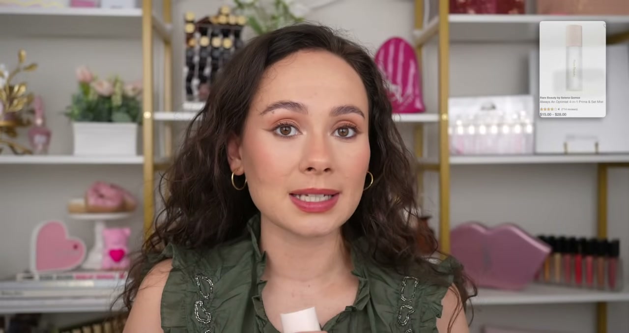 @morganturnermakeup reviewing Rare Beauty Always an Optimist Prime and Set Mist at 08:35 in a YouTube Shorts video