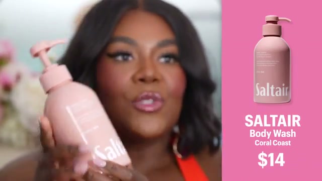 @musingsofacurvylady reviewing Saltair Coral Coast Serum Body Wash at 03:18 in a YouTube Shorts video