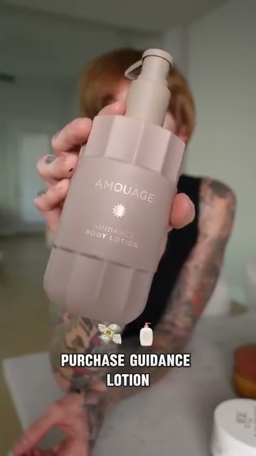 @oliviaolfactory reviewing Amouage Guidance Lotion at 01:42 in a YouTube Shorts video