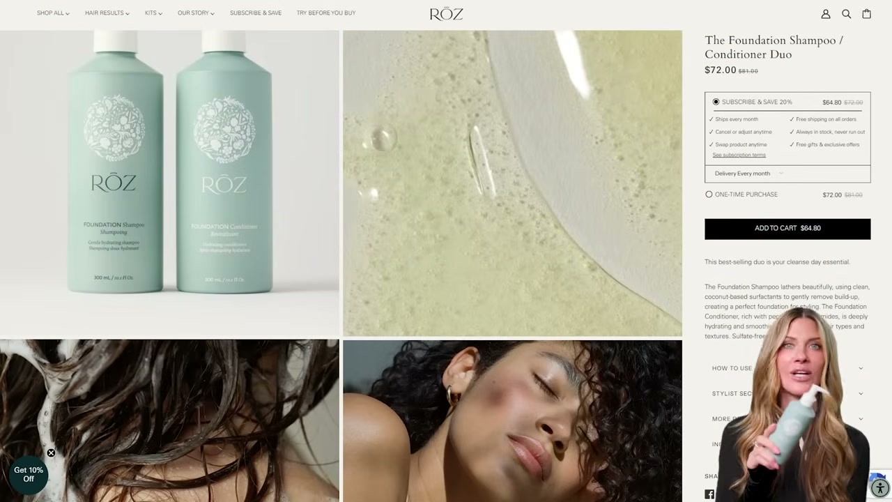 @pennsmithskincare reviewing RŌZ Foundation Shampoo at 42:06 in a YouTube Shorts video