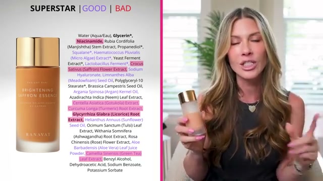 @pennsmithskincare reviewing Ranavat Brightening Saffron Essence at 06:33 in a YouTube Shorts video