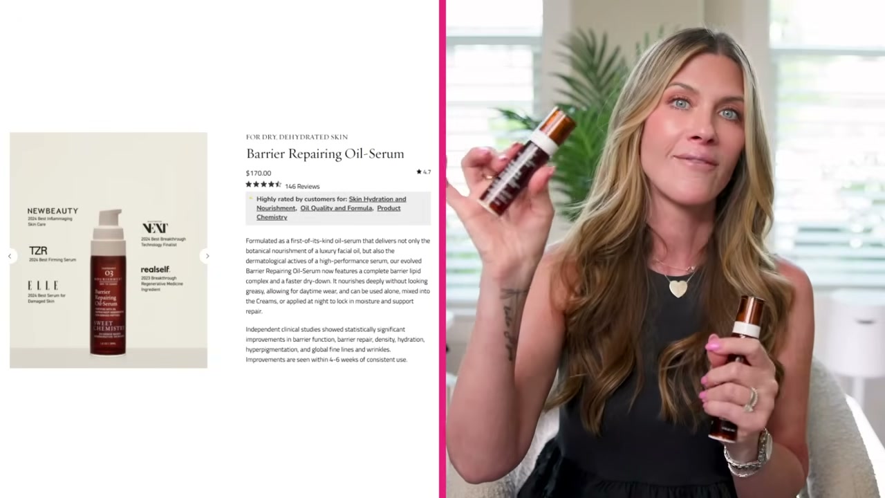 @pennsmithskincare reviewing Sweet Chemistry Barrier Repairing Oil Serum at 14:48 in a YouTube Shorts video