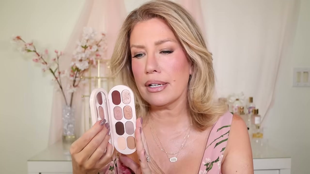 @risadoesmakeup reviewing Rare Beauty Essential Neutrals Eyeshadow Palette at 14:00 in a YouTube Shorts video