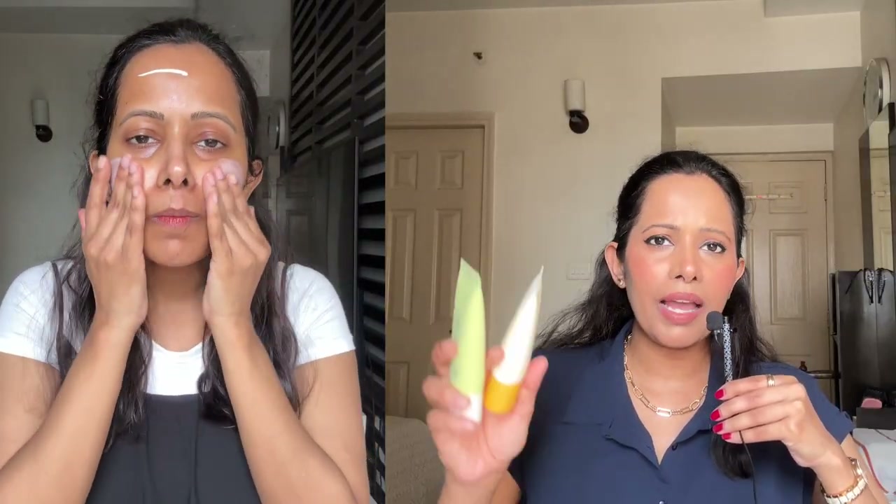 @shelleynayak reviewing Celax Pro Dark Spot Brightening Care Sunscreen at 08:41 in a YouTube Shorts video