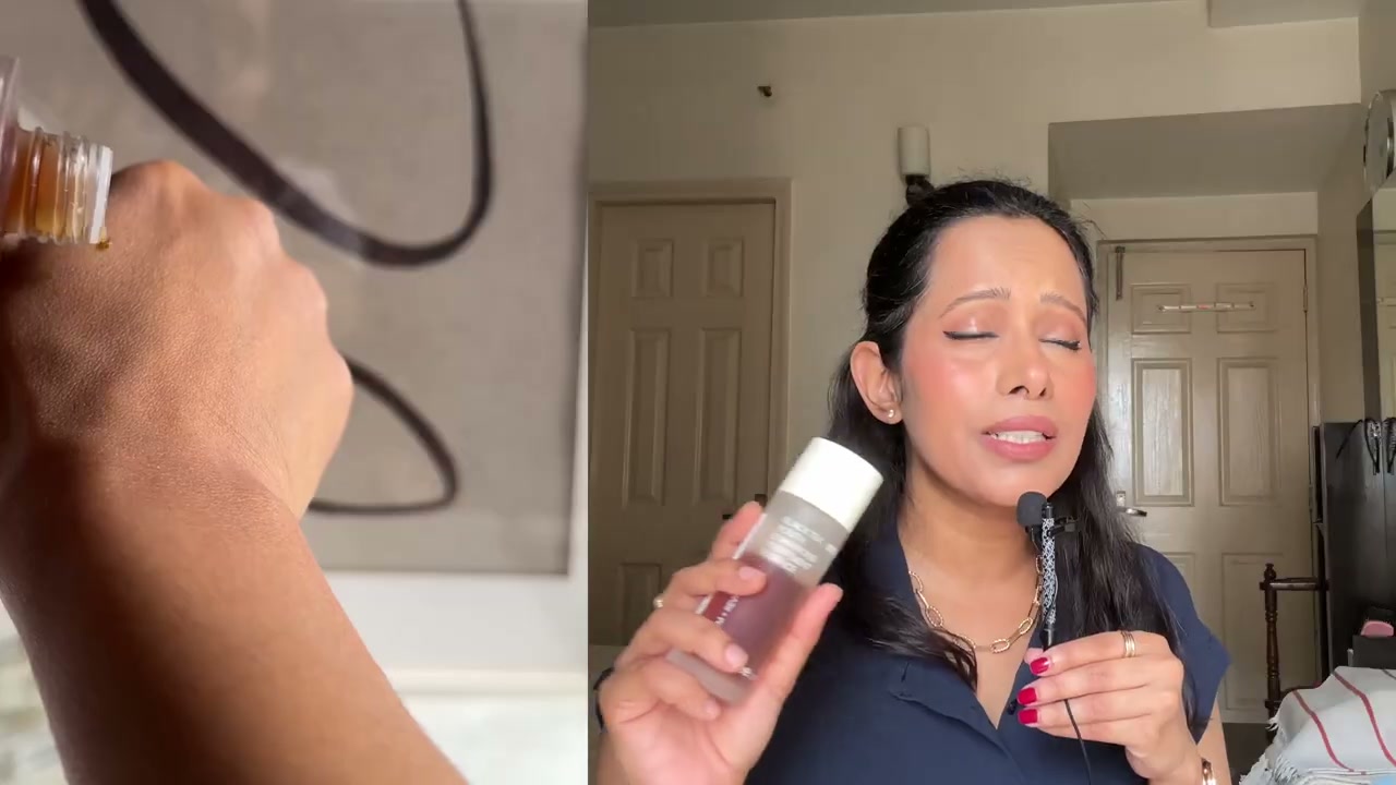 @shelleynayak reviewing Inis3 Black Tea Youth Enhancing Treatment Essence at 03:00 in a YouTube Shorts video