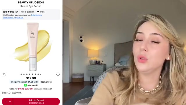 @shereeneidriss reviewing Joanna Vargas Retinol Eye Cream at 12:08 in a YouTube Shorts video
