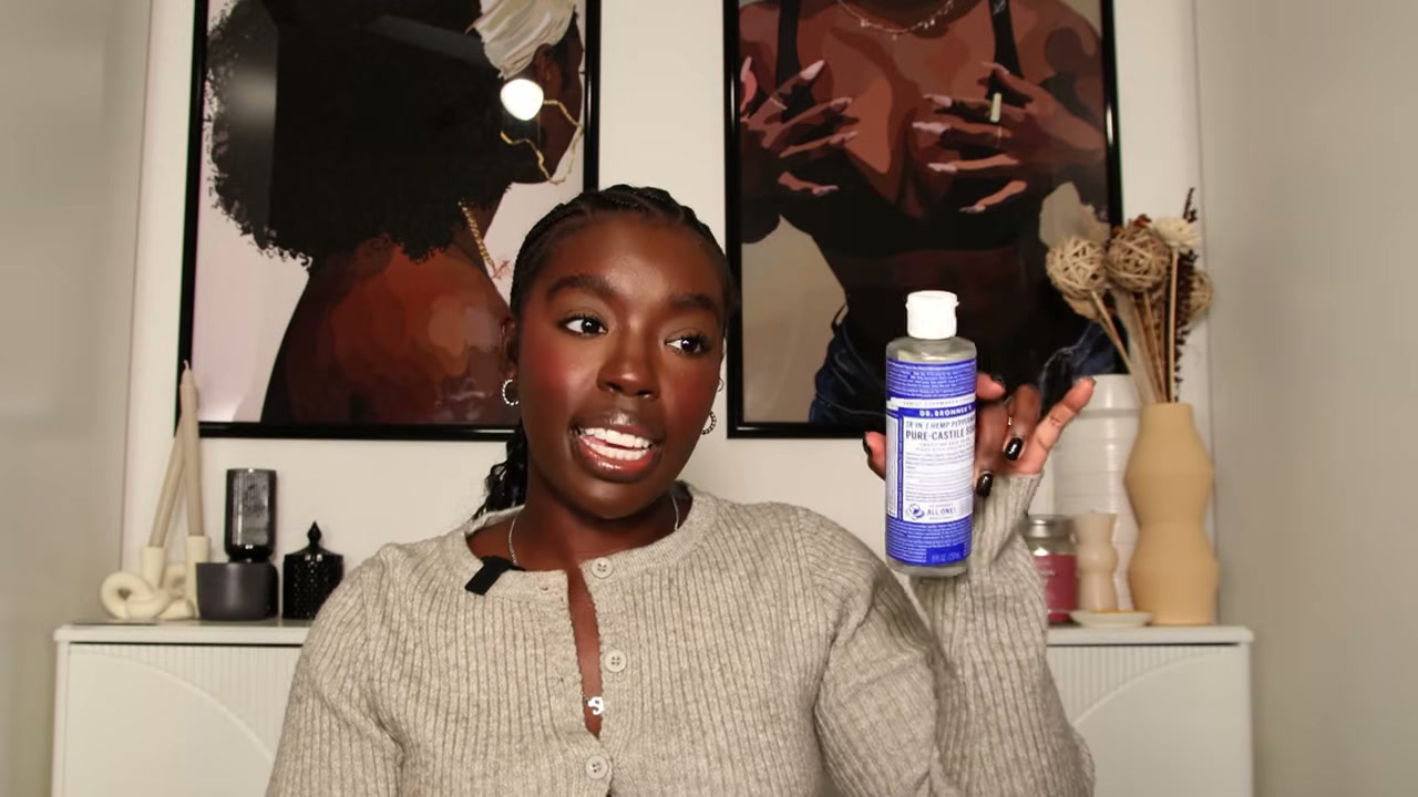 @simonenicole reviewing Dr. Bronner's Pure Castile Soap Peppermint at 22:01 in a YouTube Shorts video