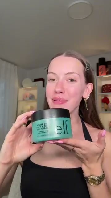 @skylerreneee reviewing e.l.f. Cosmetics Power Grip Hair Gel at 00:03 in a YouTube Shorts video