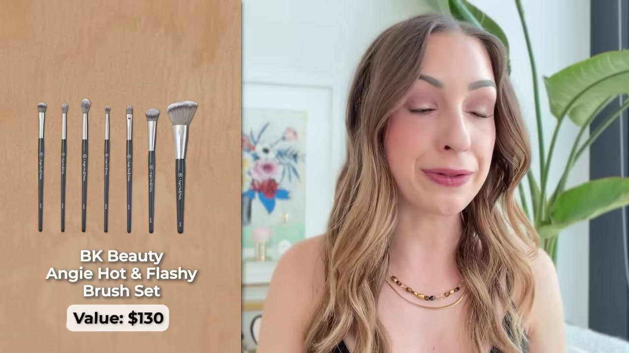 @sofiaseesbeauty reviewing BK Beauty Angie Hot & Flashy Brush Set at 26:36 in a YouTube Shorts video