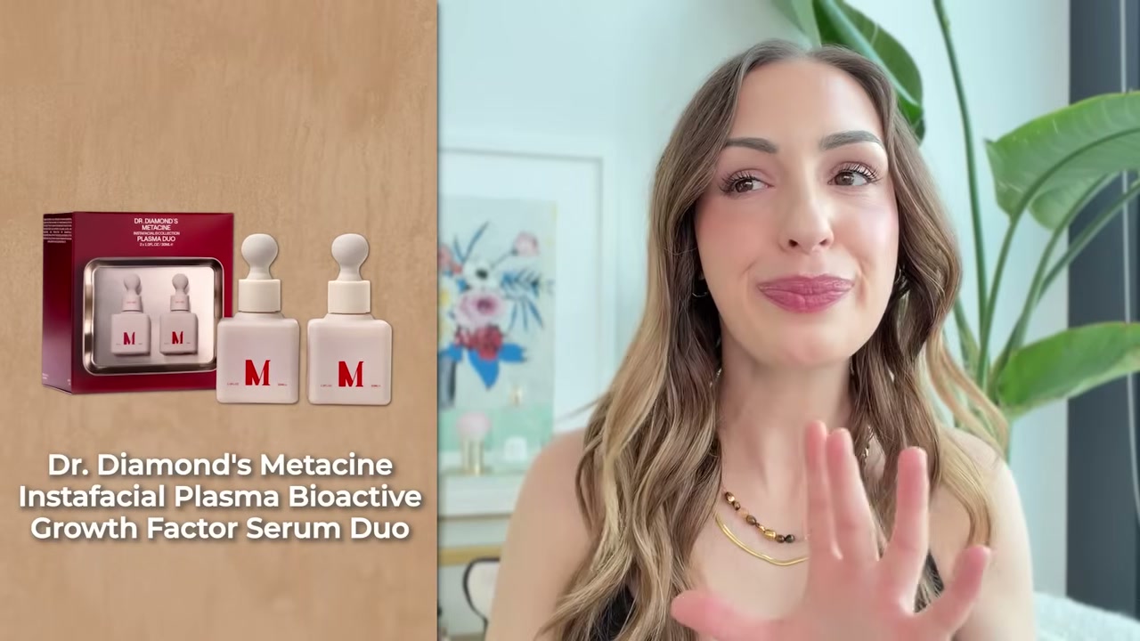 @sofiaseesbeauty reviewing Dr Diamonds Medicine Instafacial® Plasma Bioactive Growth Factor Serum Duo at 14:18 in a YouTube Shorts video