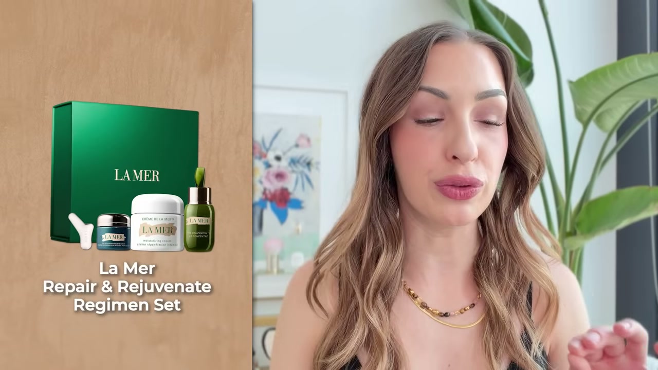 @sofiaseesbeauty reviewing La Mer Repair & Rejuvenate Regimen Set at 19:12 in a YouTube Shorts video