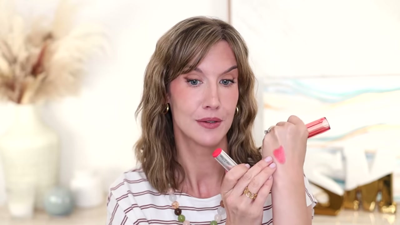 @stephaniemarie reviewing Dior Rosy Glow Blush Stick at 03:44 in a YouTube Shorts video