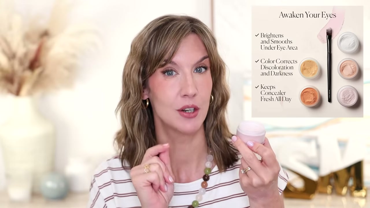 @stephaniemarie reviewing Laura Mercier Secret Brightening Color Correcting Under Eye Setting Powder at 08:59 in a YouTube Shorts video
