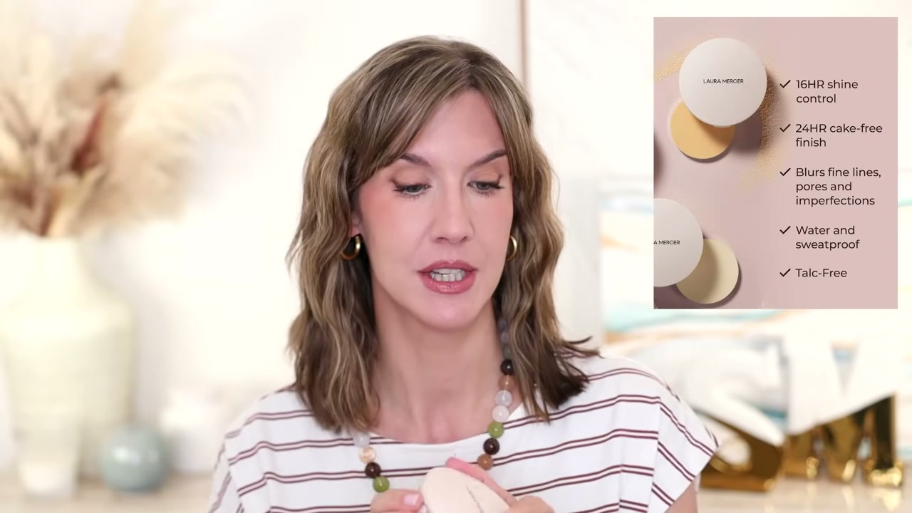 @stephaniemarie reviewing Laura Mercier Ultra-Blur Translucent Pressed Talc-Free Waterproof Setting Powder at 10:59 in a YouTube Shorts video