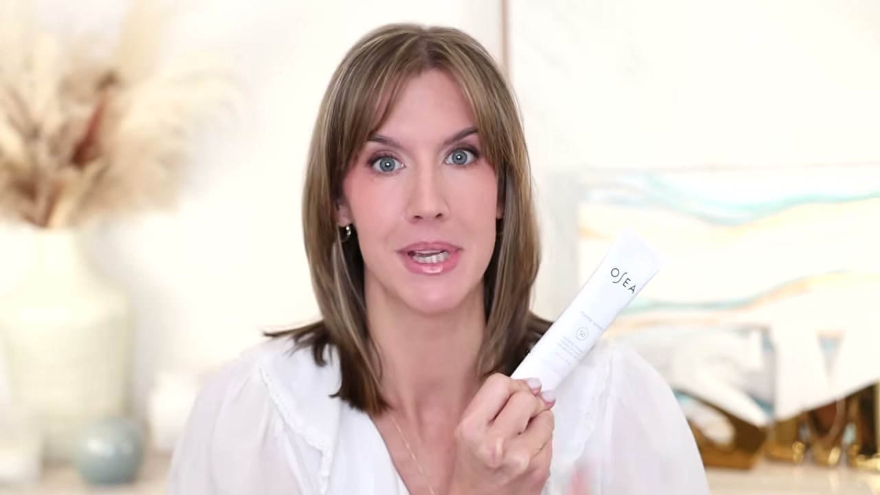 @stephaniemarie reviewing Osea Marine Screen SPF 50 Hydrating Emulsion Mineral Sunscreen at 07:31 in a YouTube Shorts video