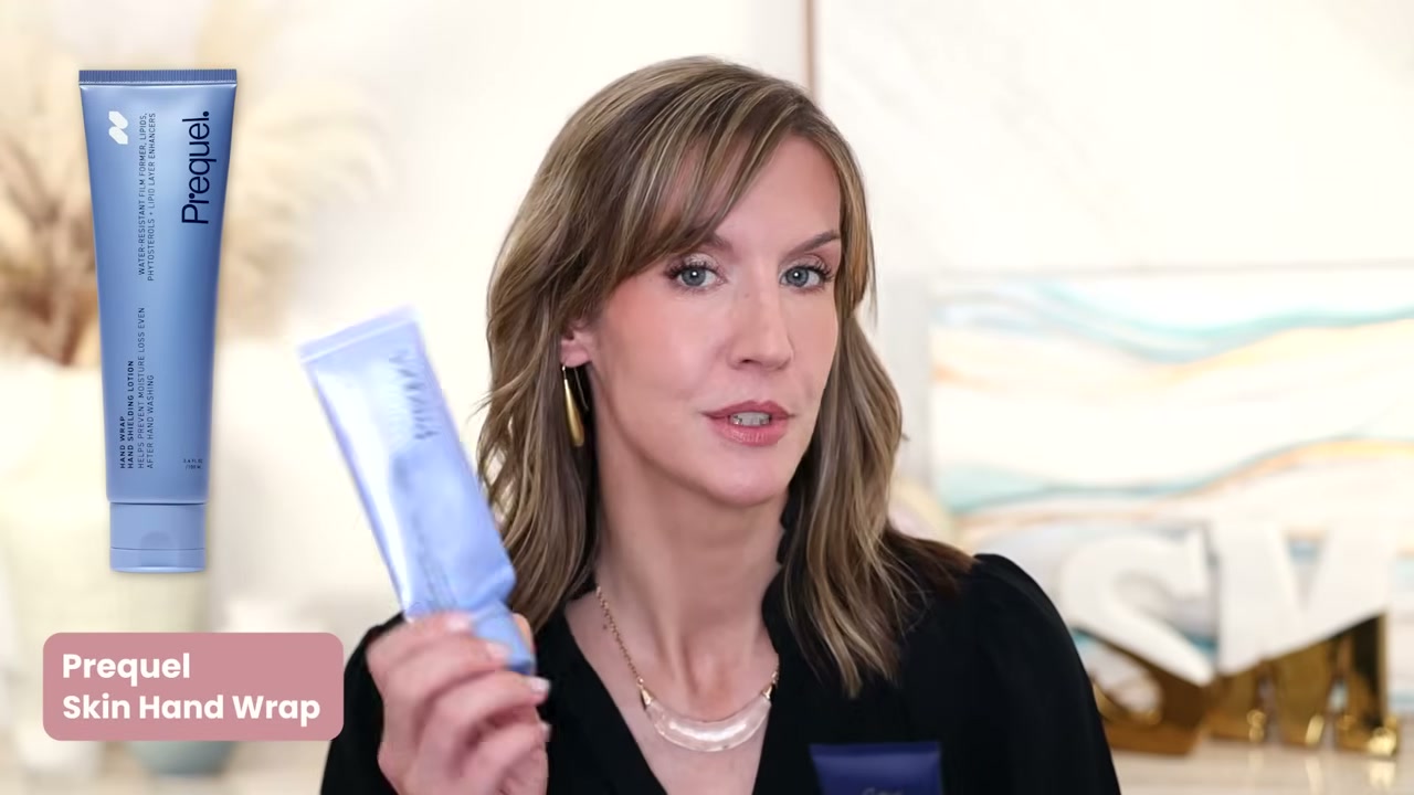 @stephaniemarie reviewing Prequel Hand Wrap Hand Shielding Lotion at 07:39 in a YouTube Shorts video