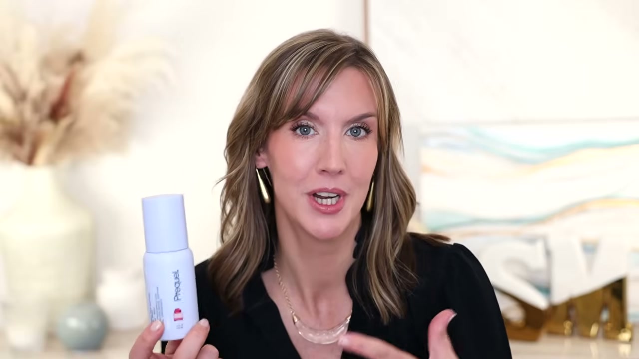 @stephaniemarie reviewing Prequel Universal Skin Solution Dermal Spray at 08:30 in a YouTube Shorts video