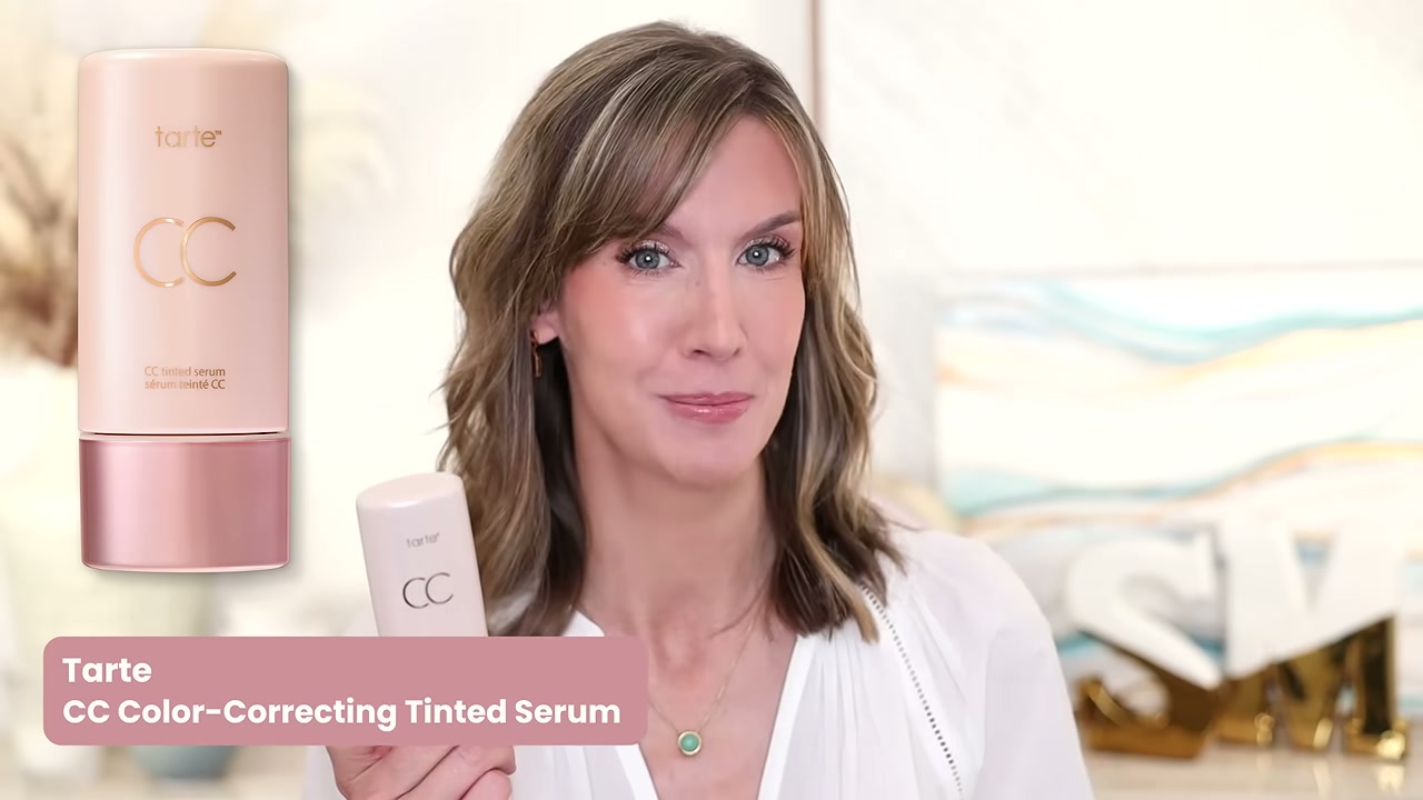 @stephaniemarie reviewing tarte CC Color-Correcting Tinted Serum at 00:20 in a YouTube Shorts video