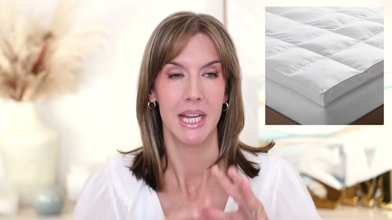 @stephaniemarie reviewing The Company Store Mattress Topper at 25:45 in a YouTube Shorts video