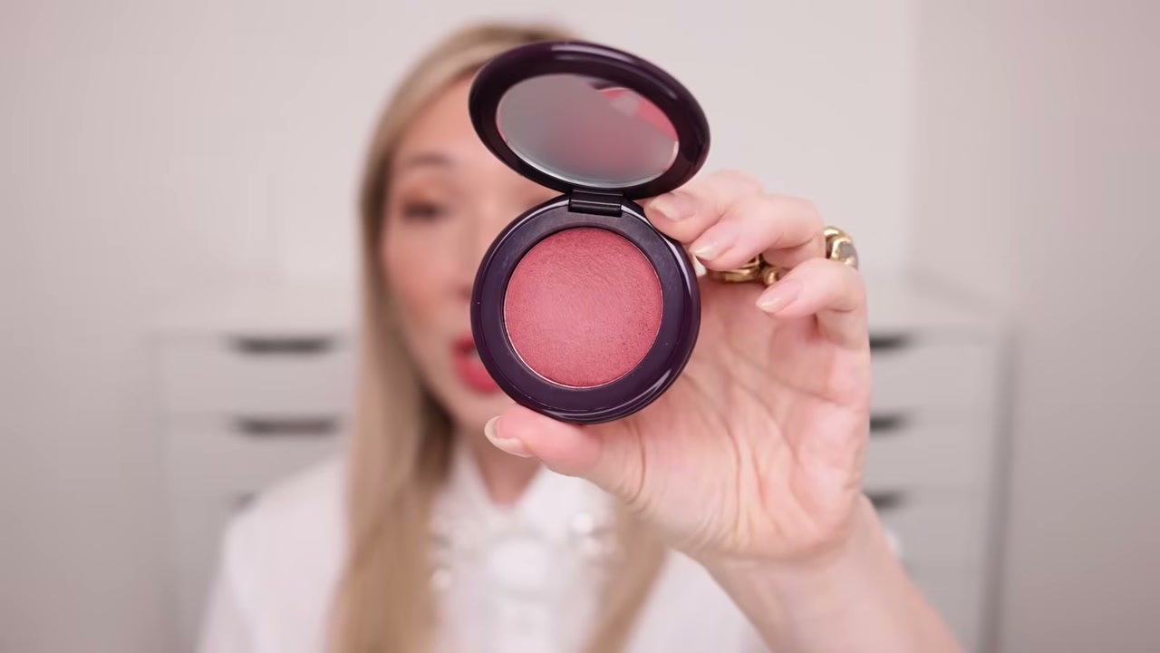 @themichelewang reviewing Sarah Creal Coming in Hot Pressed Mousse Blush at 23:43 in a YouTube Shorts video