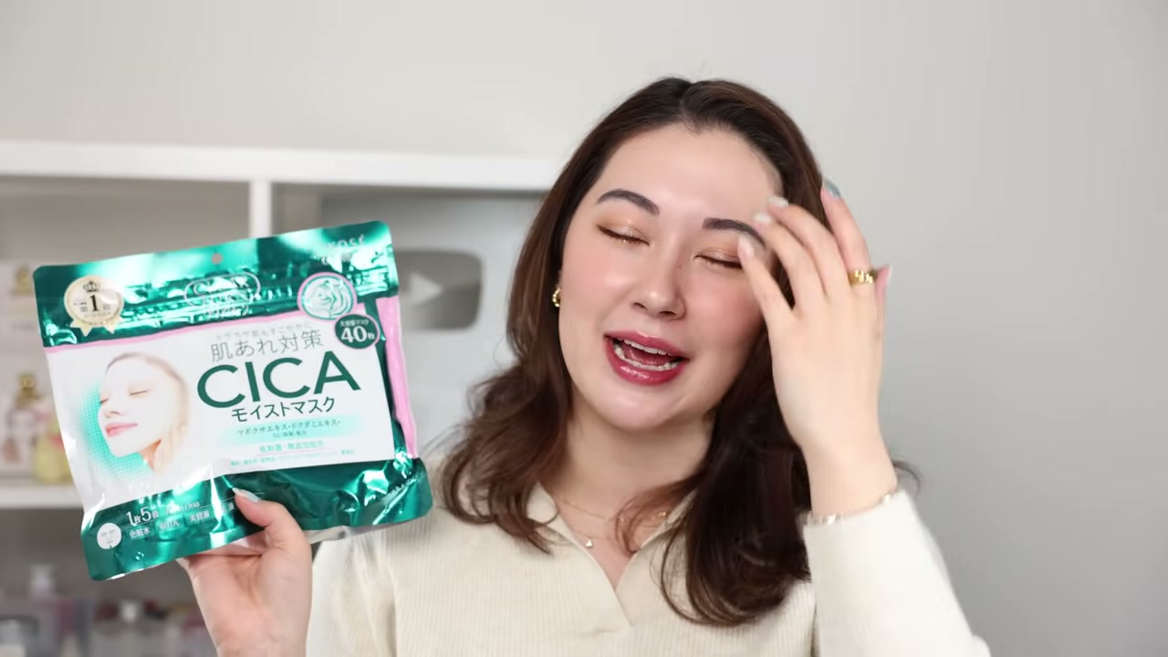 @tinatanakaharris reviewing Don Quijote Cica Face Mask at 07:35 in a YouTube Shorts video