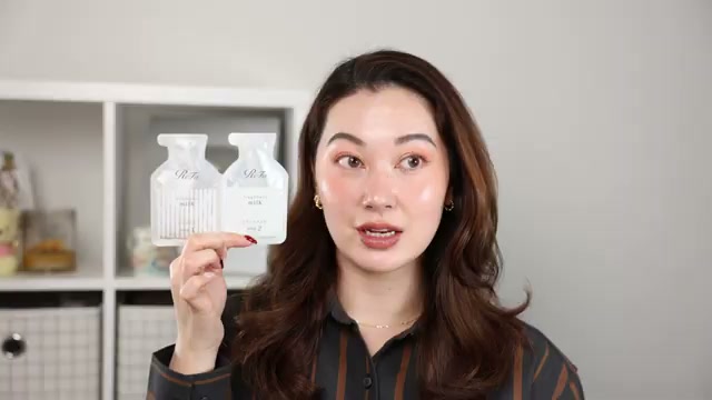 @tinatanakaharris reviewing Refa Milk Protein Shampoo & Treatment Sachet at 29:24 in a YouTube Shorts video