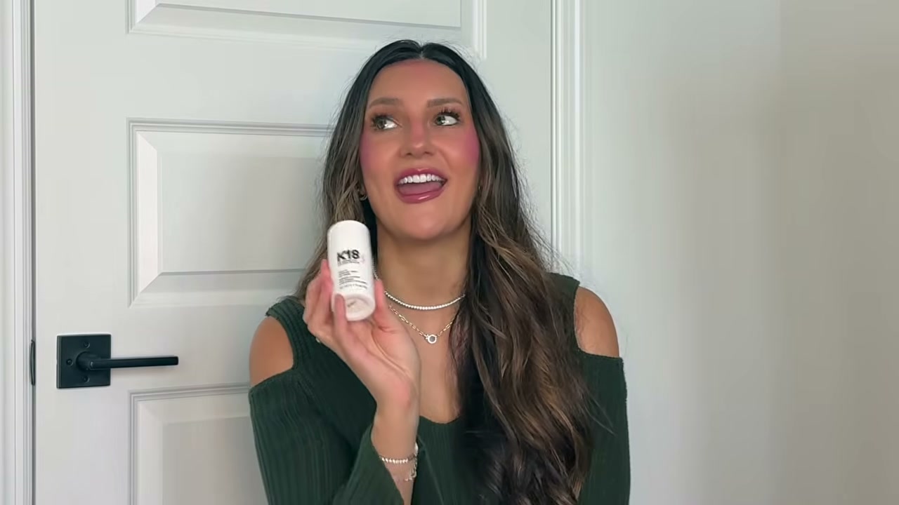 @tristin_jade reviewing K18 Leave-In Molecular Repair Hair Mask at 05:14 in a YouTube Shorts video