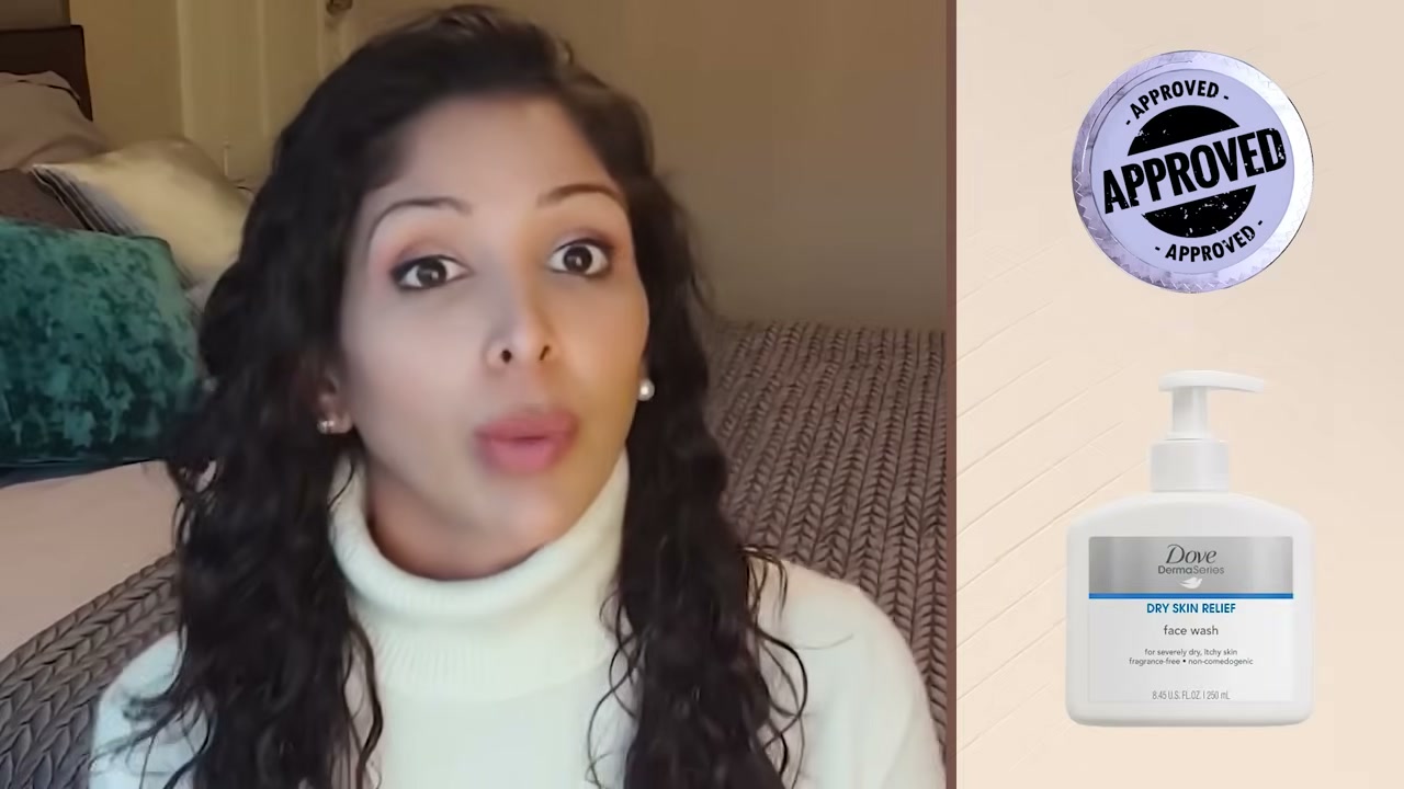 @vanitarattan reviewing Dove Dry Skin Relief Face Wash at 12:37 in a YouTube Shorts video