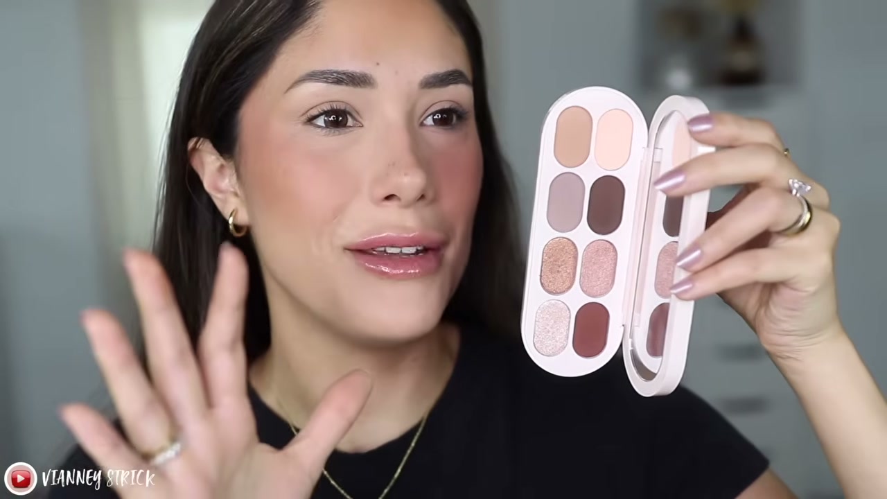 @vianneystrick reviewing Rare Beauty Essential Neutrals Eyeshadow Palette at 11:54 in a YouTube Shorts video